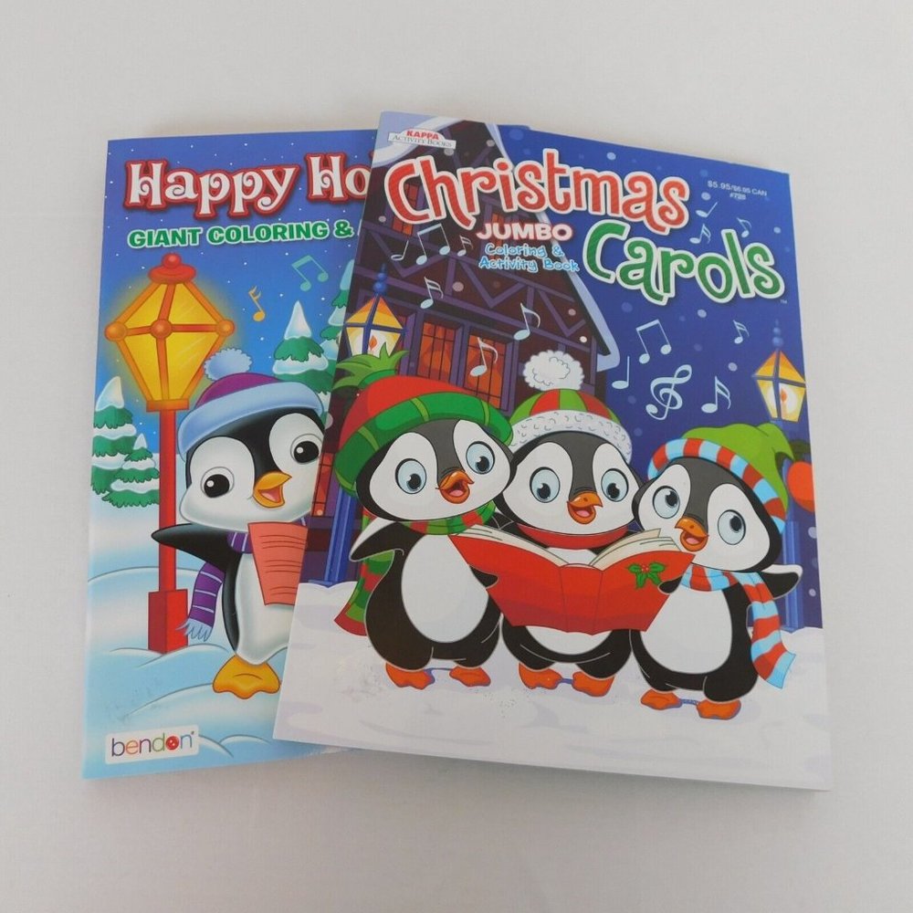 2 Christmas Coloring and Activity Book Jumbo Carols Happy Holidays Kappa Bendon